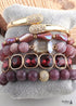 Boho Bracelet, RH Bracelet Set, Cubic Zircon Ball, Natural Stones Ball in Black and White